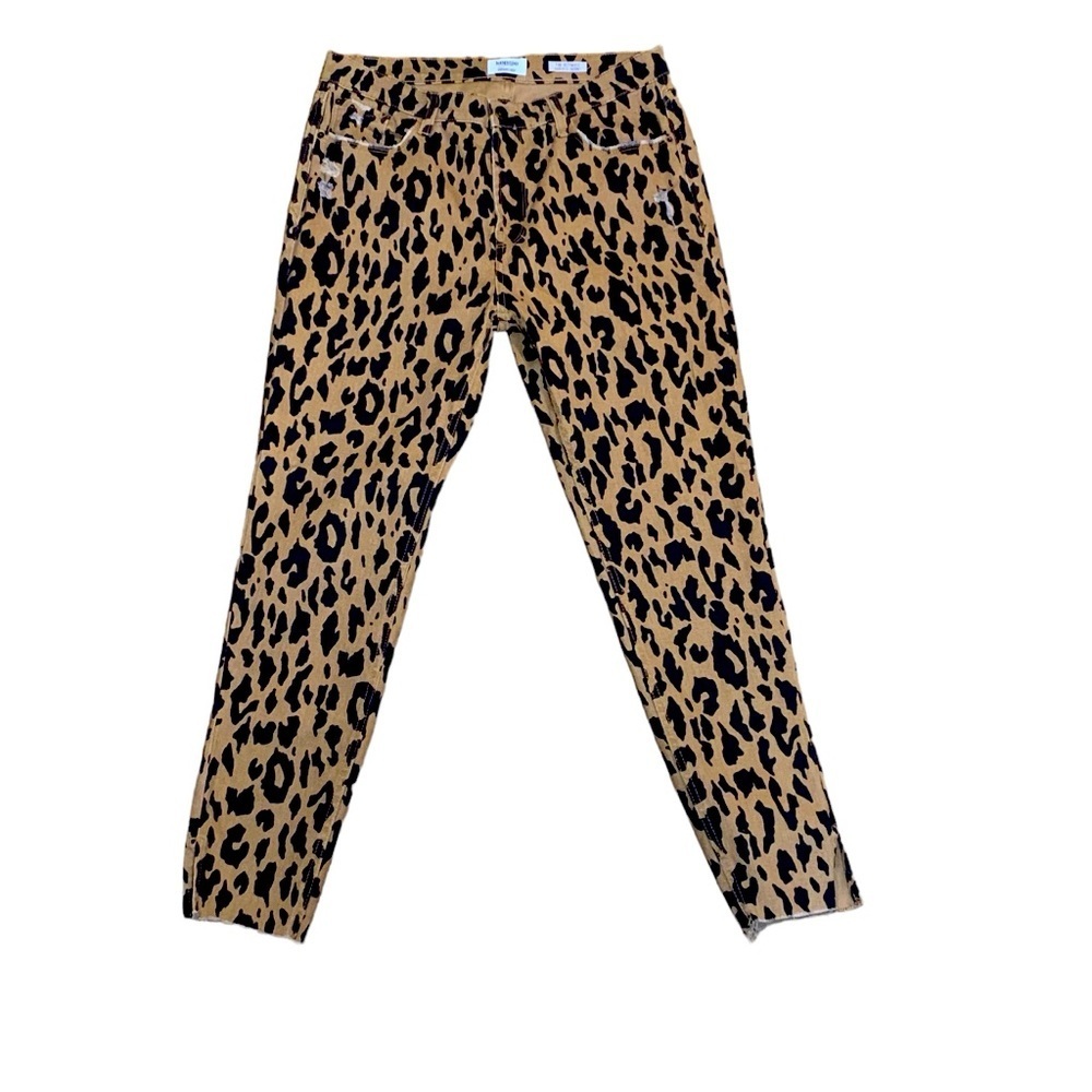 Kensie Jeans Ultimate High Rise Distressed Leopard Print Ankle Pants -Size 10